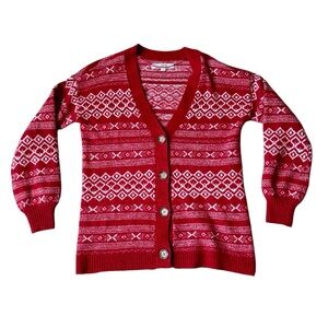 LOFT Fair Isle Cardigan Wool-Blend Sweater Sz S
